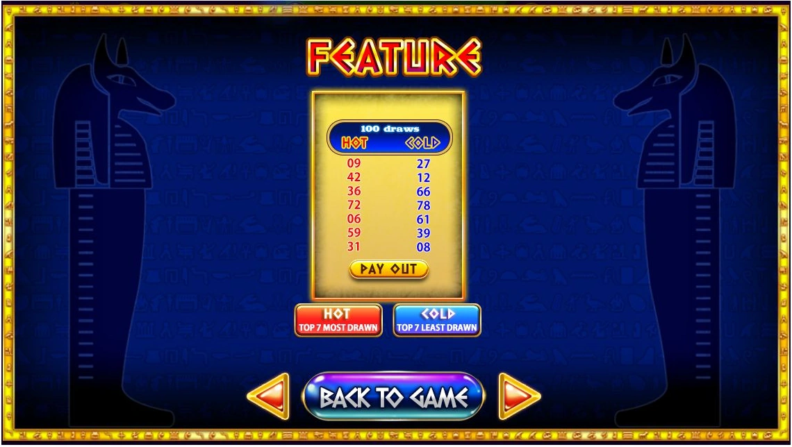 Egyptian Keno Four Card · Guide screen 2