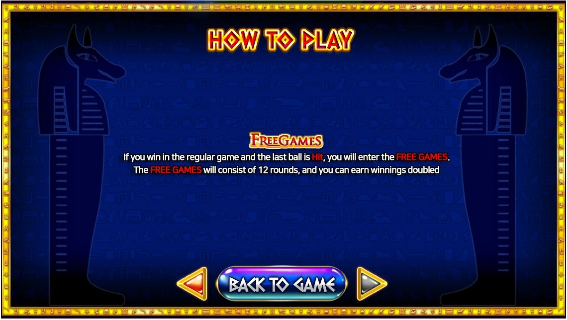 Egyptian Keno Four Card · Guide screen 5
