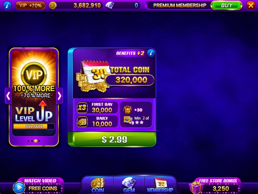MEMBERSHIP · Duration, first-day and daily rewards, and total