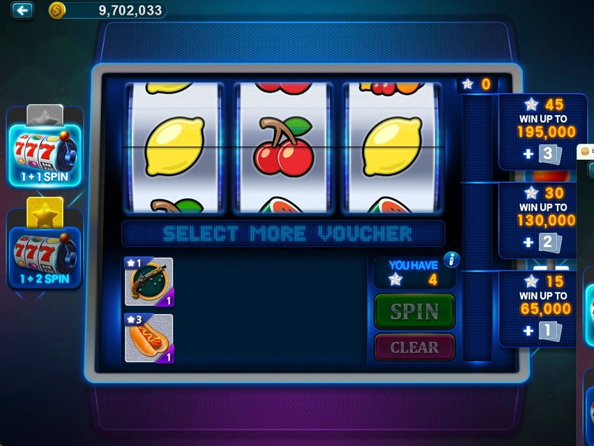 VOUCHER SLOT · 重複バウチャー選択と報酬表