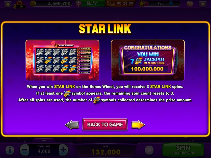 STAR LINK · Symbol collection bonus