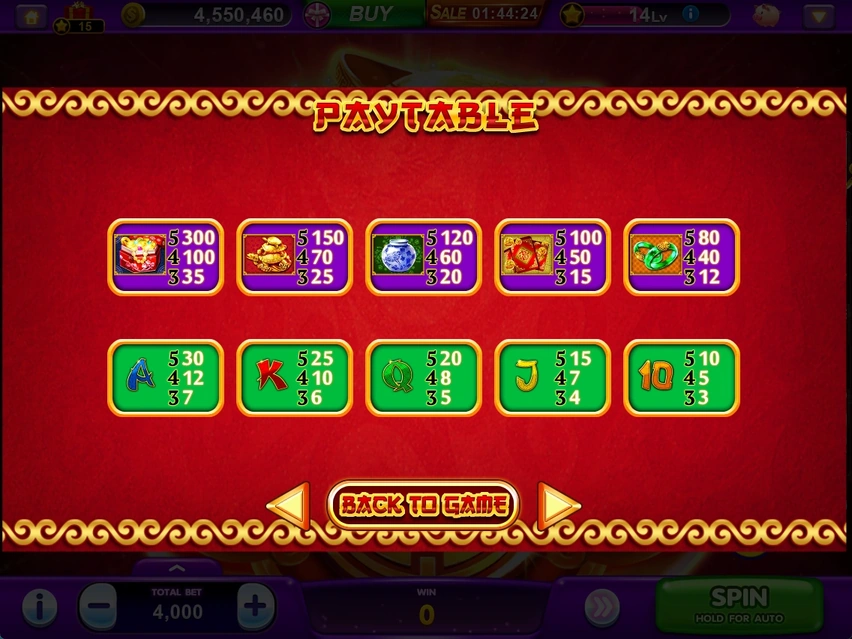 GOLDEN POT · Paytable
